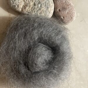 Gray Kid Mohair Hand-Carded Roving
