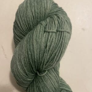 Forest Shadow sock weight naturally dyed yarn, dark grey-green skein