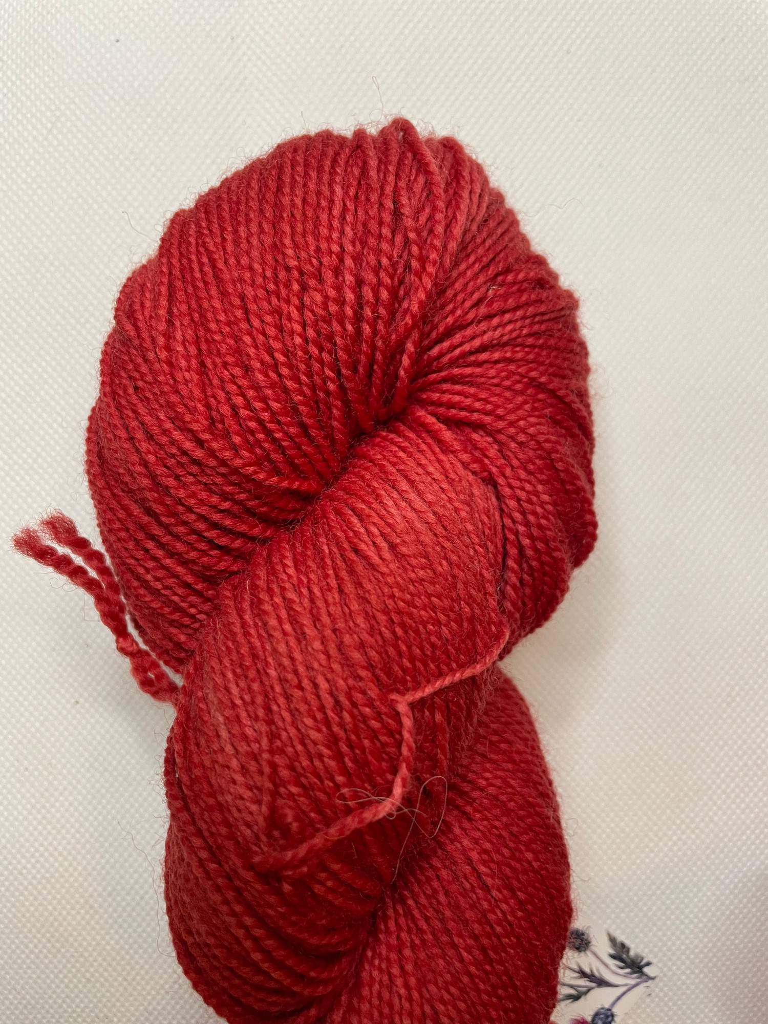Maple Red hand-dyed yarn skein, deep crimson